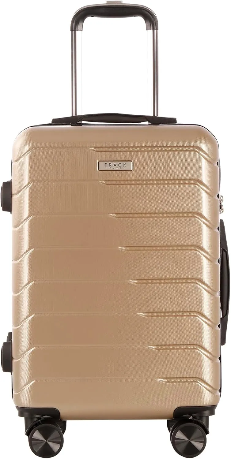 1 Piece Carry on Luggage ABS PC Hardshell TSA Lock Aluminum Trolley Spinner Wheels (Champagne, 1 Piece)