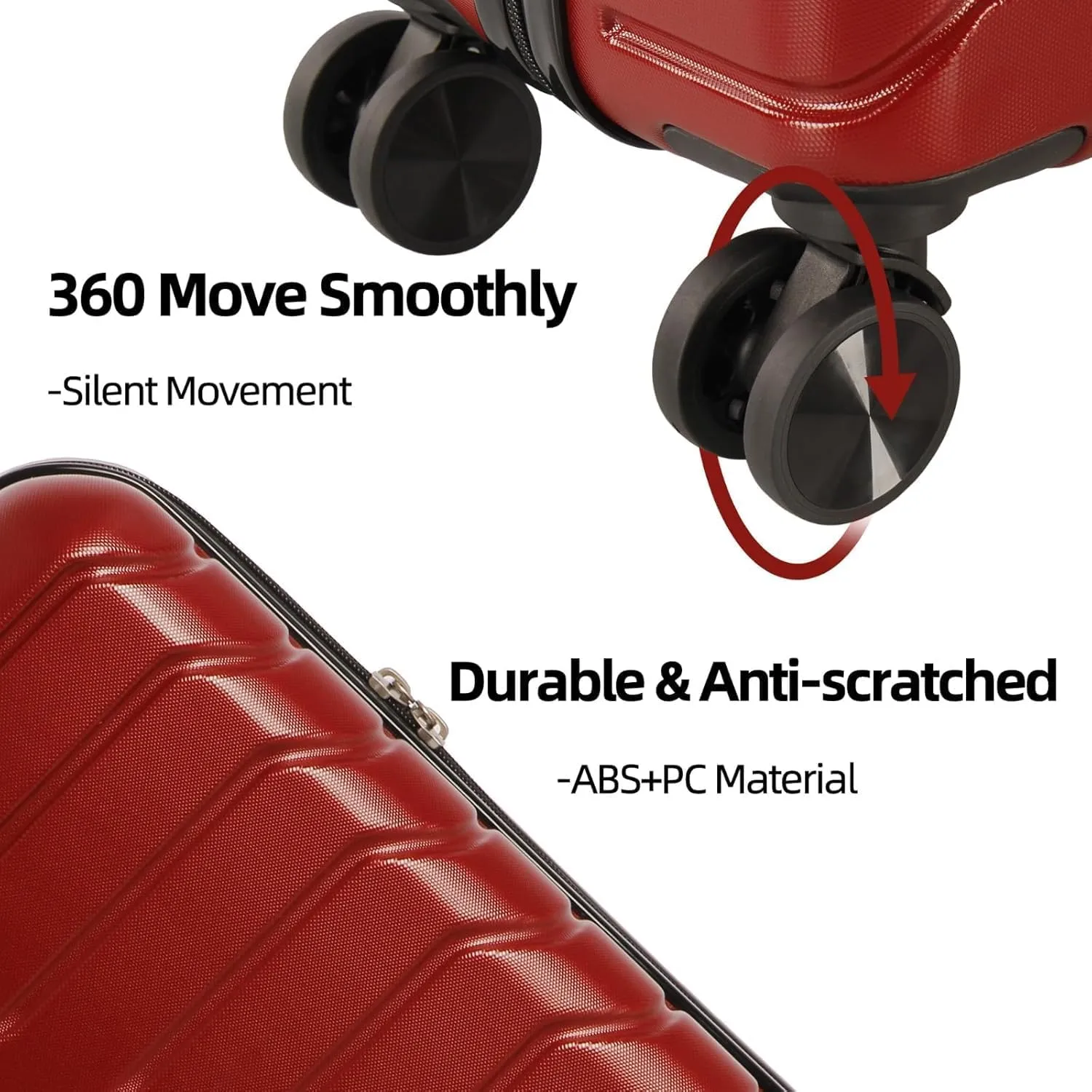 1 Piece Carry on Luggage ABS PC Hardshell TSA Lock Aluminum Trolley Spinner Wheels (Wine Red, 1 Piece)