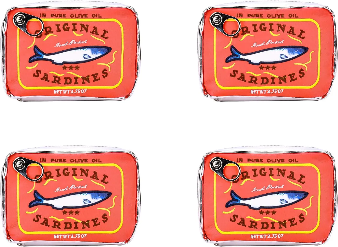 4 PCS Canned Sardines Makeup Bag, Canned Sardines Style Toiletry Bag Cute Travel Bag Creative Cute Makeup Bag Aesthetic Toiletry Bag For Women