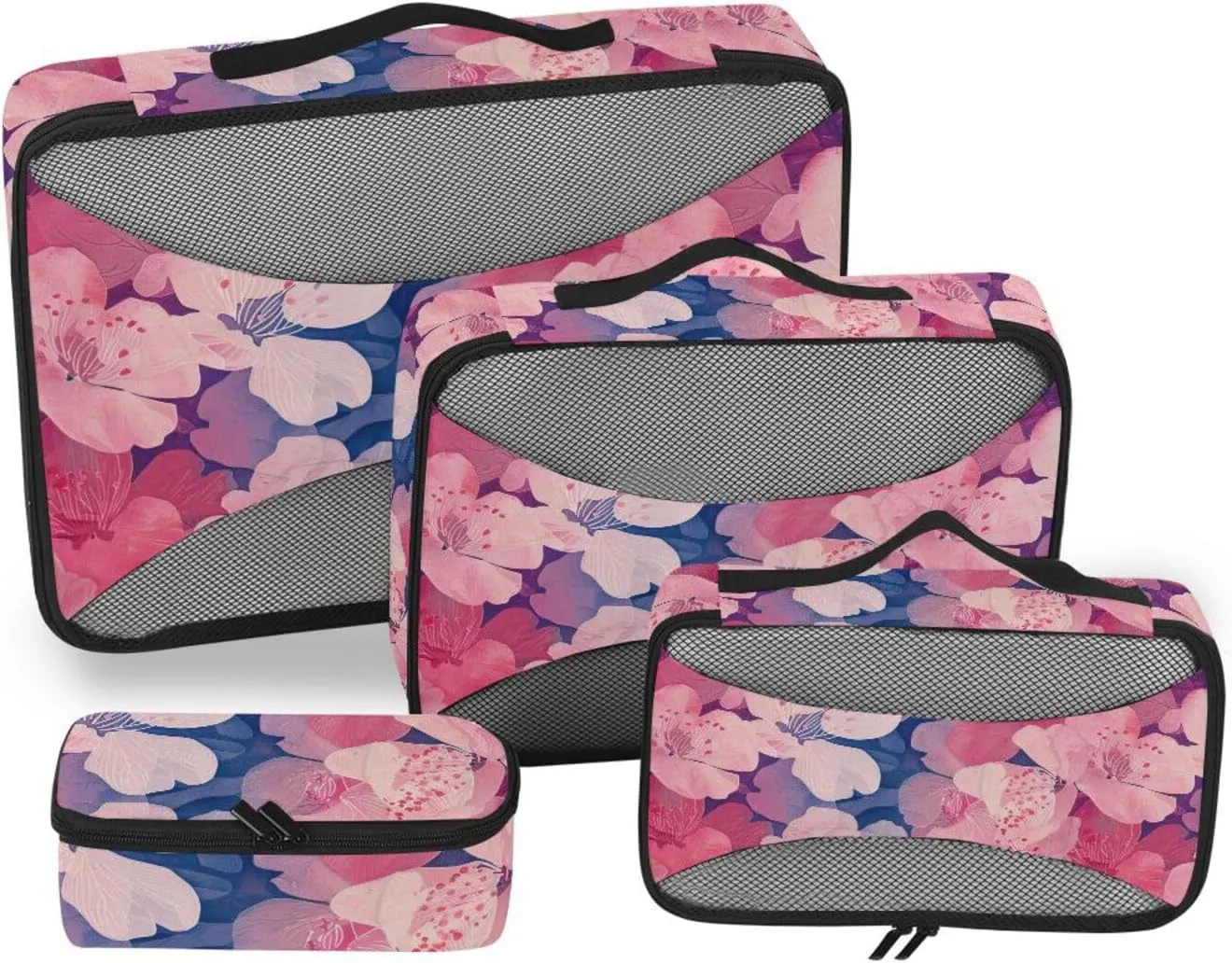 4 Pcs set travel organizers for Mesh Travel Essentials Cherry Blossom with A Gradient lightweight cubes for diaper bag