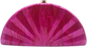 Acrylic Fan Shell Clutch Purse Elegant Marbled Unique Handbag with Detachable Chain for Party Cocktail Wedding
