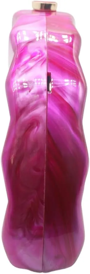Acrylic Fan Shell Clutch Purse Elegant Marbled Unique Handbag with Detachable Chain for Party Cocktail Wedding