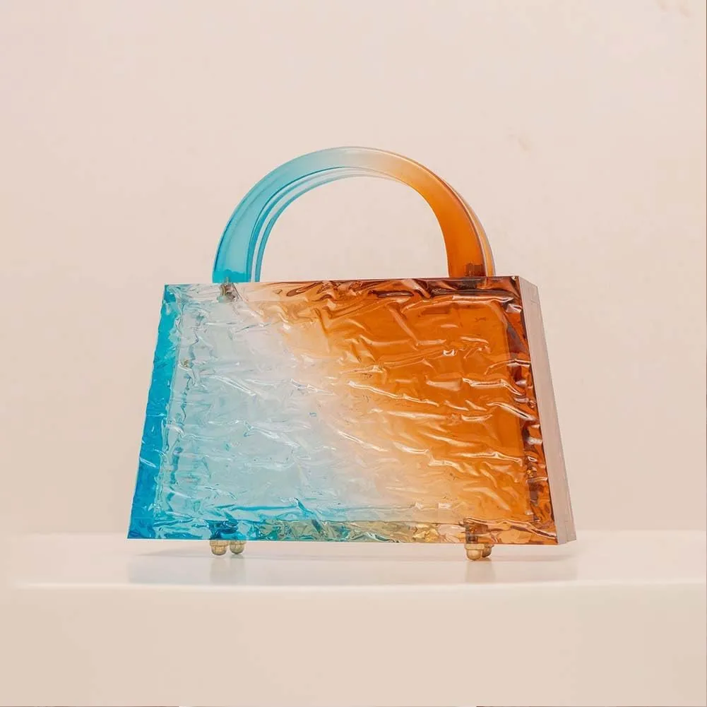 Acrylic Handbag for Women Colorful Clear Acrylic Evening Bag Unique Top Handle Clutch Purse for Wedding Party Prom