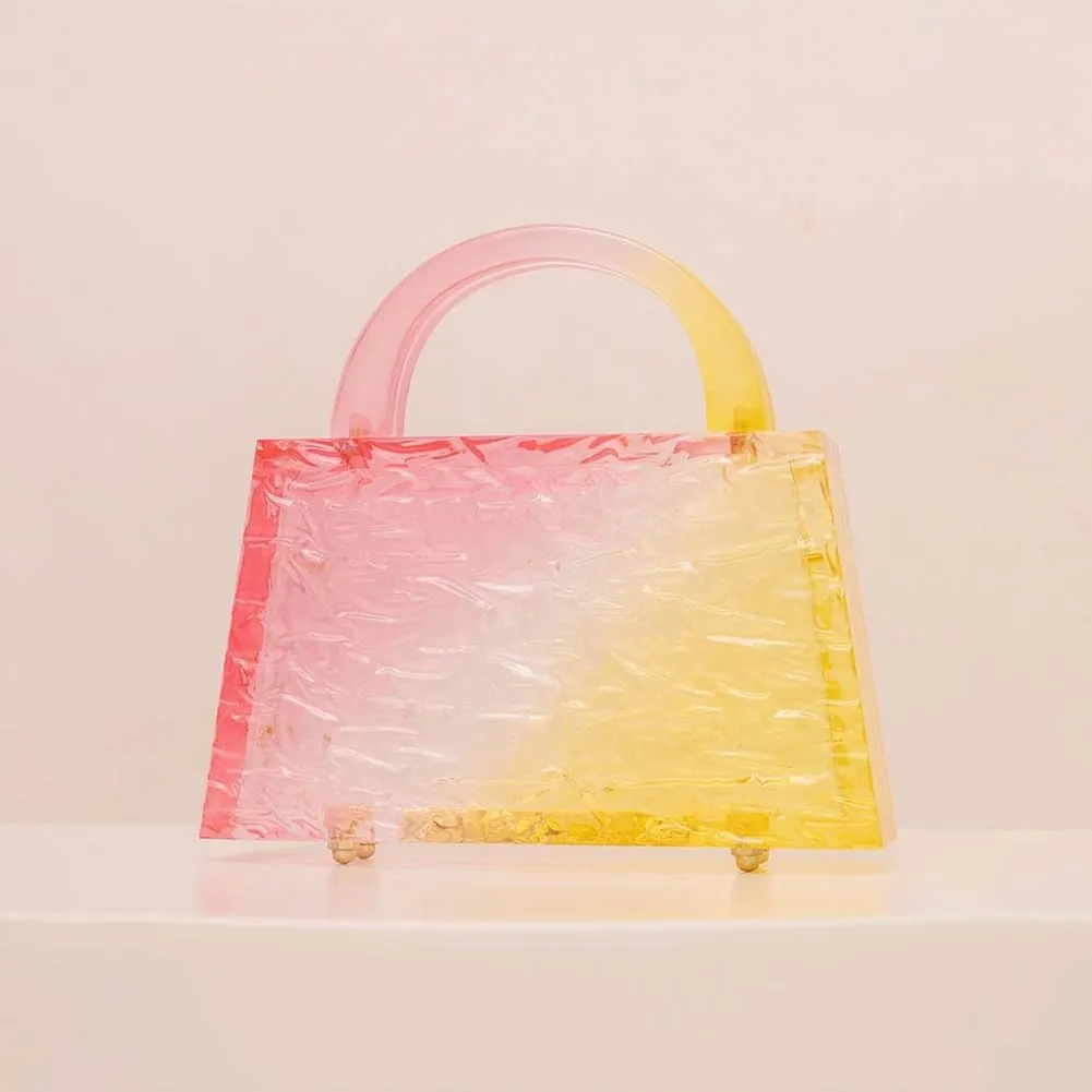 Acrylic Handbag for Women Colorful Clear Acrylic Evening Bag Unique Top Handle Clutch Purse for Wedding Party Prom