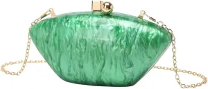 Acrylic Shell Evening Purse for Women Unique Marbling Clutch Bag Casual Shoulder Bag for Family Reunion Daily Life