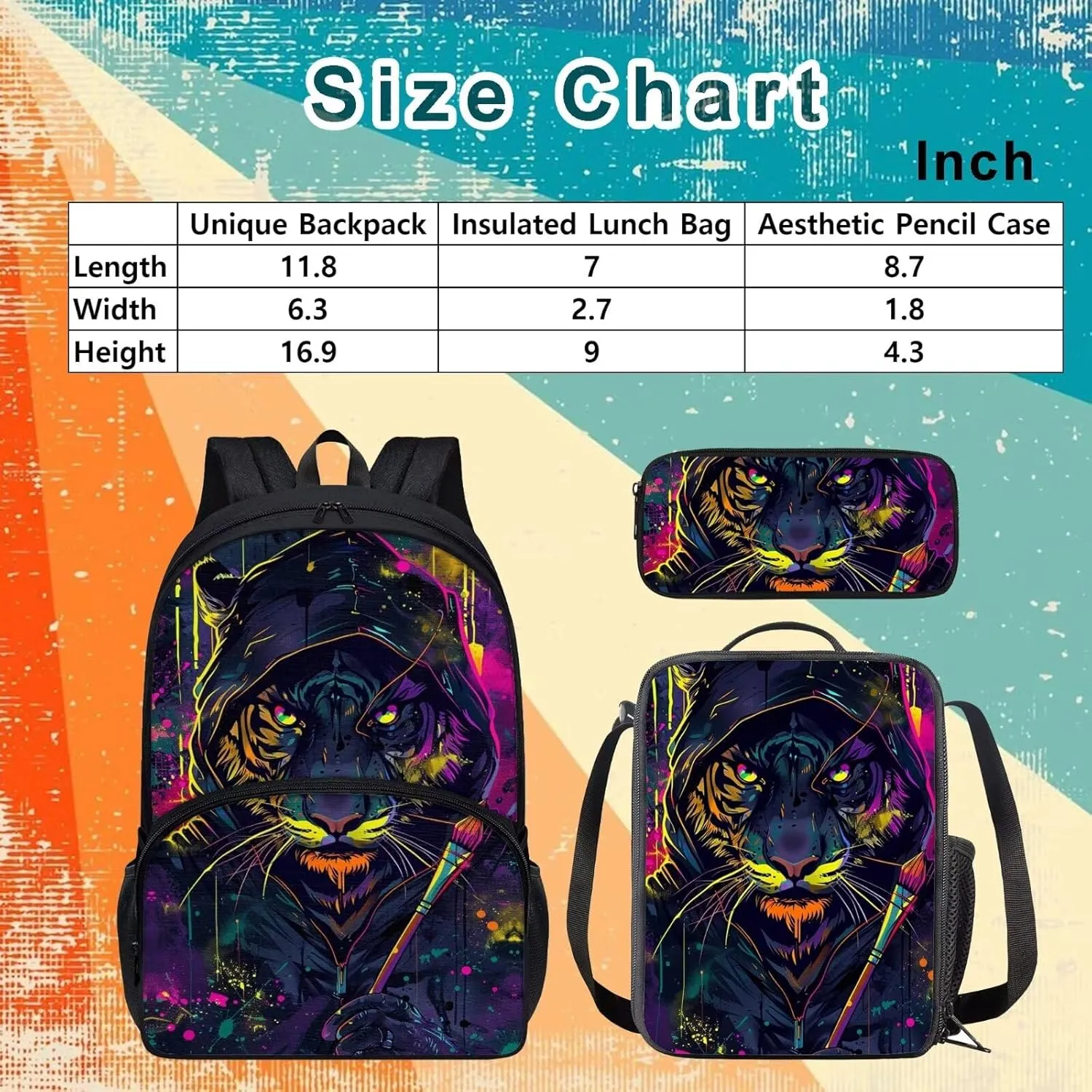 Agoviwo Baseball Graphic Backoack for School Boys Unique Bookbag Set with Portable Lunch Bag and Aesthetic Pencil Case