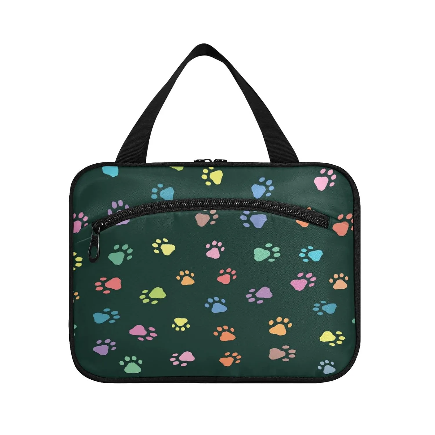 ALAZA Colorful Paw Print Footprint Toiletry Bag Men and Women Travel Hanging Makeup Cosmetic Bag Toiletries Accessories L