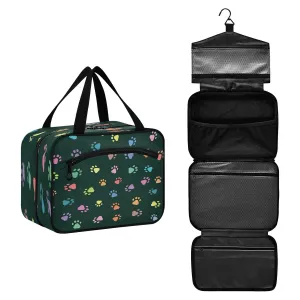 ALAZA Colorful Paw Print Footprint Toiletry Bag Men and Women Travel Hanging Makeup Cosmetic Bag Toiletries Accessories L