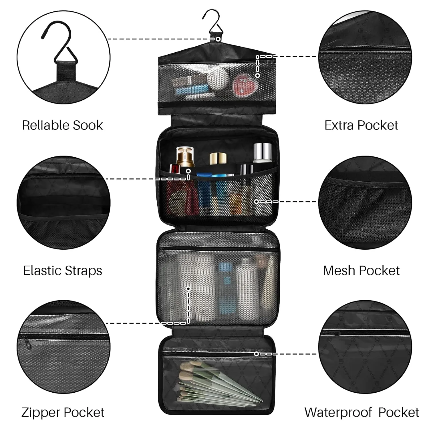 ALAZA Colorful Paw Print Footprint Toiletry Bag Men and Women Travel Hanging Makeup Cosmetic Bag Toiletries Accessories L
