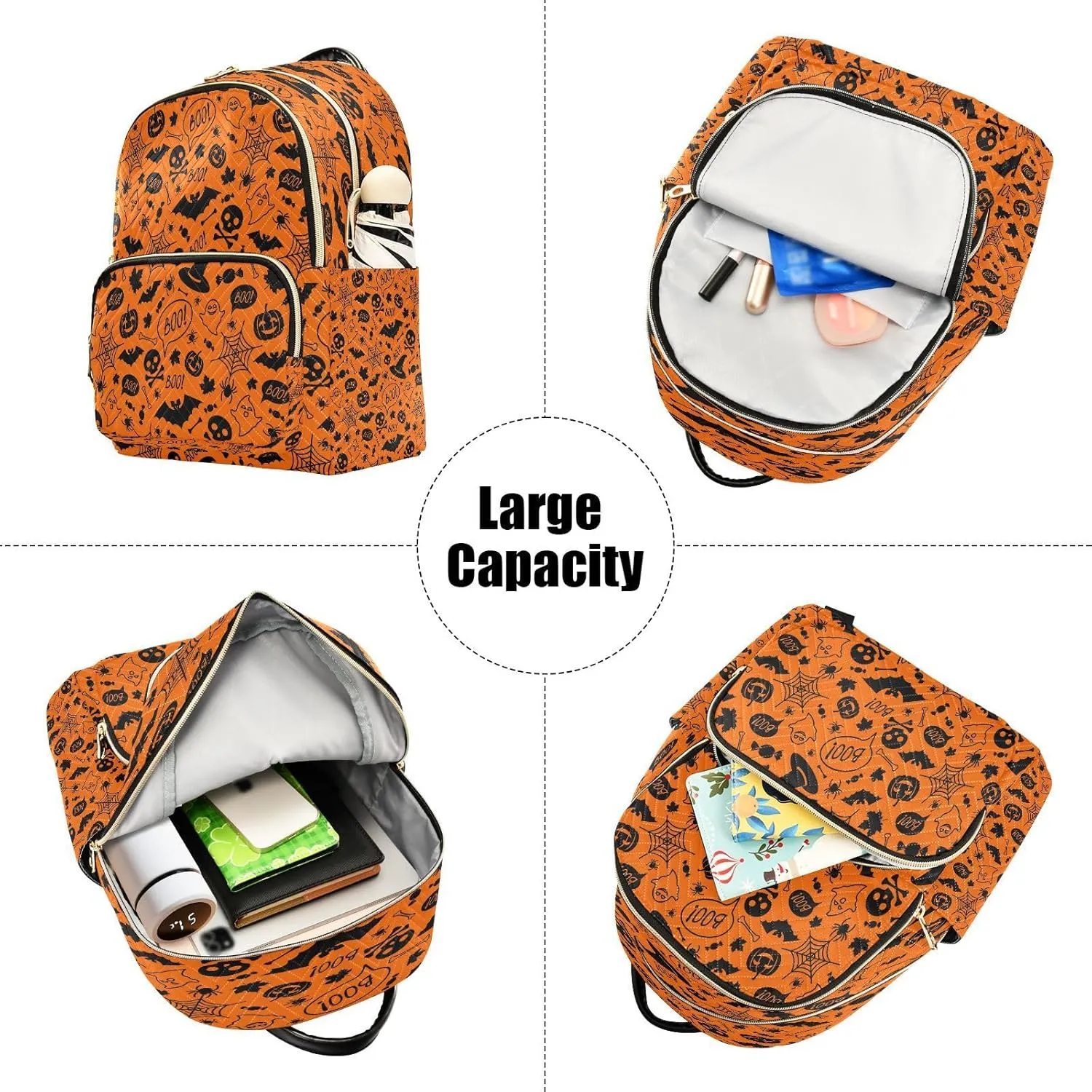 ALAZA Halloween Orange Festive Women Backpack Purse Ladies Fashion Shoulder Bag Daypack Travel Bag 10L