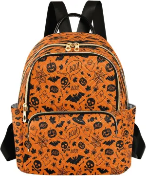 ALAZA Halloween Orange Festive Women Backpack Purse Ladies Fashion Shoulder Bag Daypack Travel Bag 10L