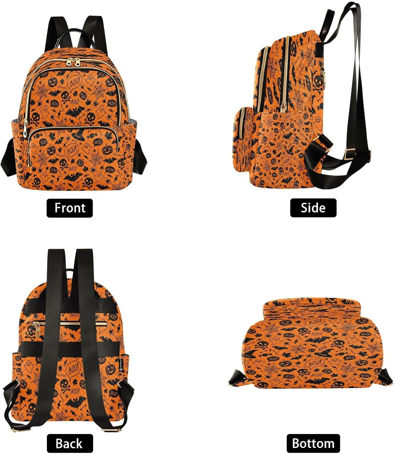 ALAZA Halloween Orange Festive Women Backpack Purse Ladies Fashion Shoulder Bag Daypack Travel Bag 10L