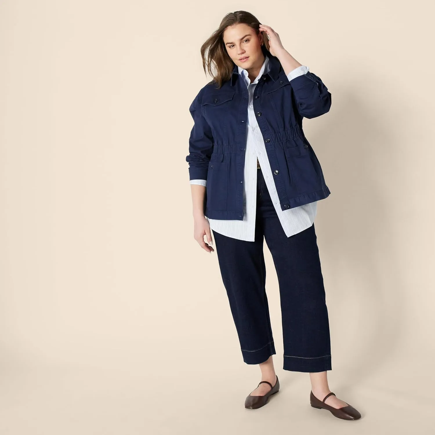 Amazon Essentials Women's Regular-Fit Midweight Cotton Twill Jacket