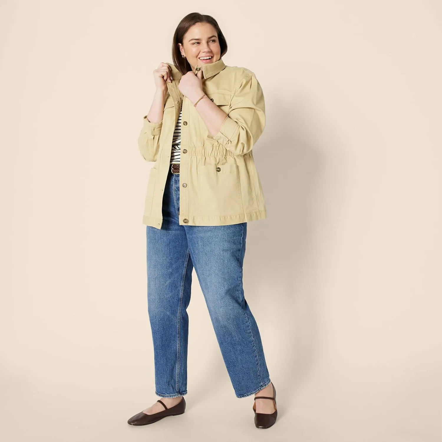 Amazon Essentials Women's Regular-Fit Midweight Cotton Twill Jacket