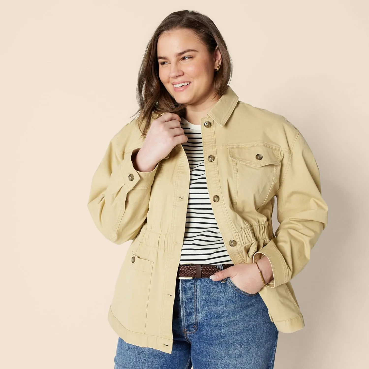 Amazon Essentials Women's Regular-Fit Midweight Cotton Twill Jacket