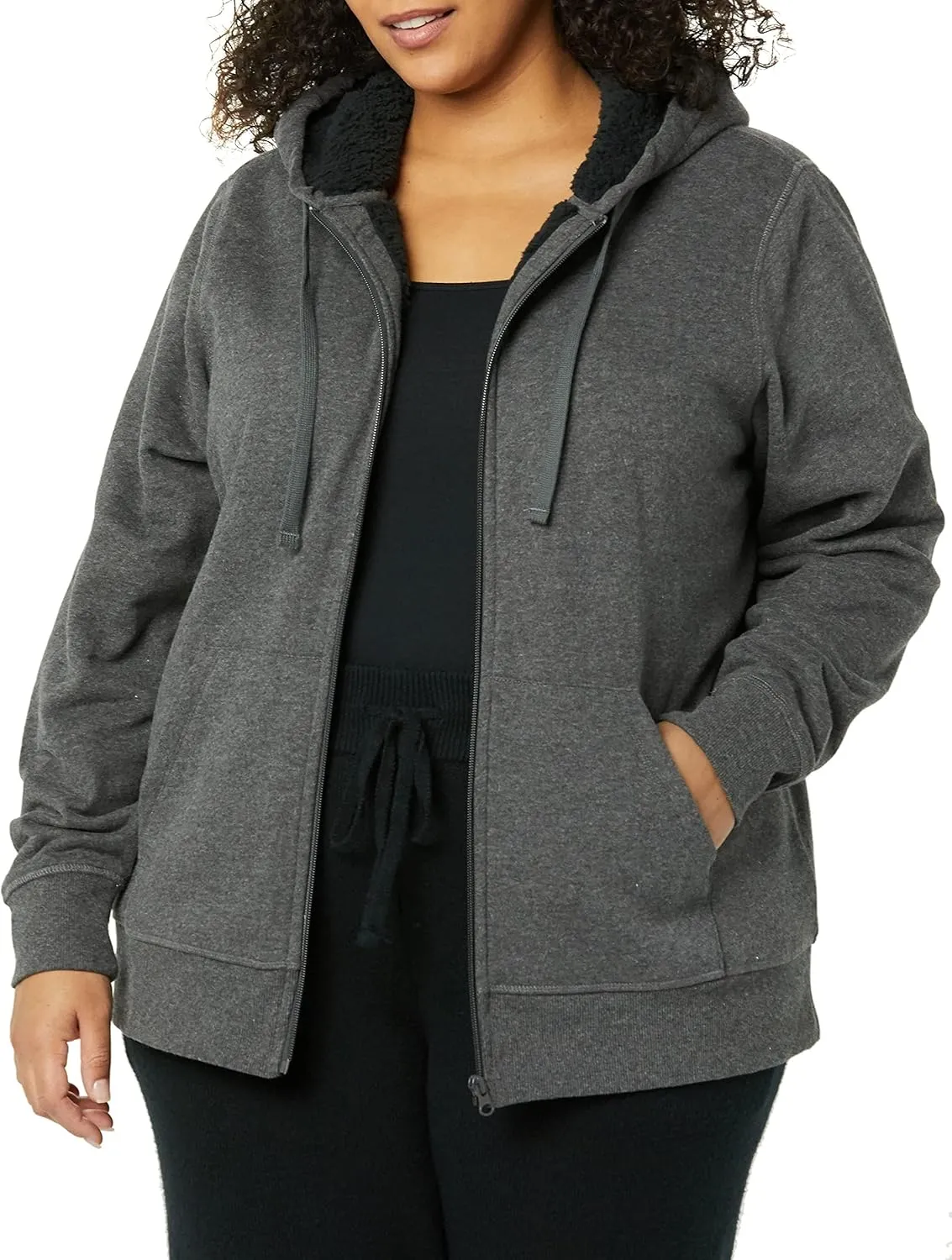 Amazon Essentials Women's Sherpa-Lined Fleece Full-Zip Hooded Jacket (Available in Plus Size)