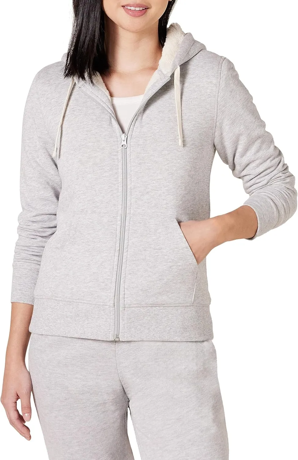 Amazon Essentials Women's Sherpa-Lined Fleece Full-Zip Hooded Jacket (Available in Plus Size)