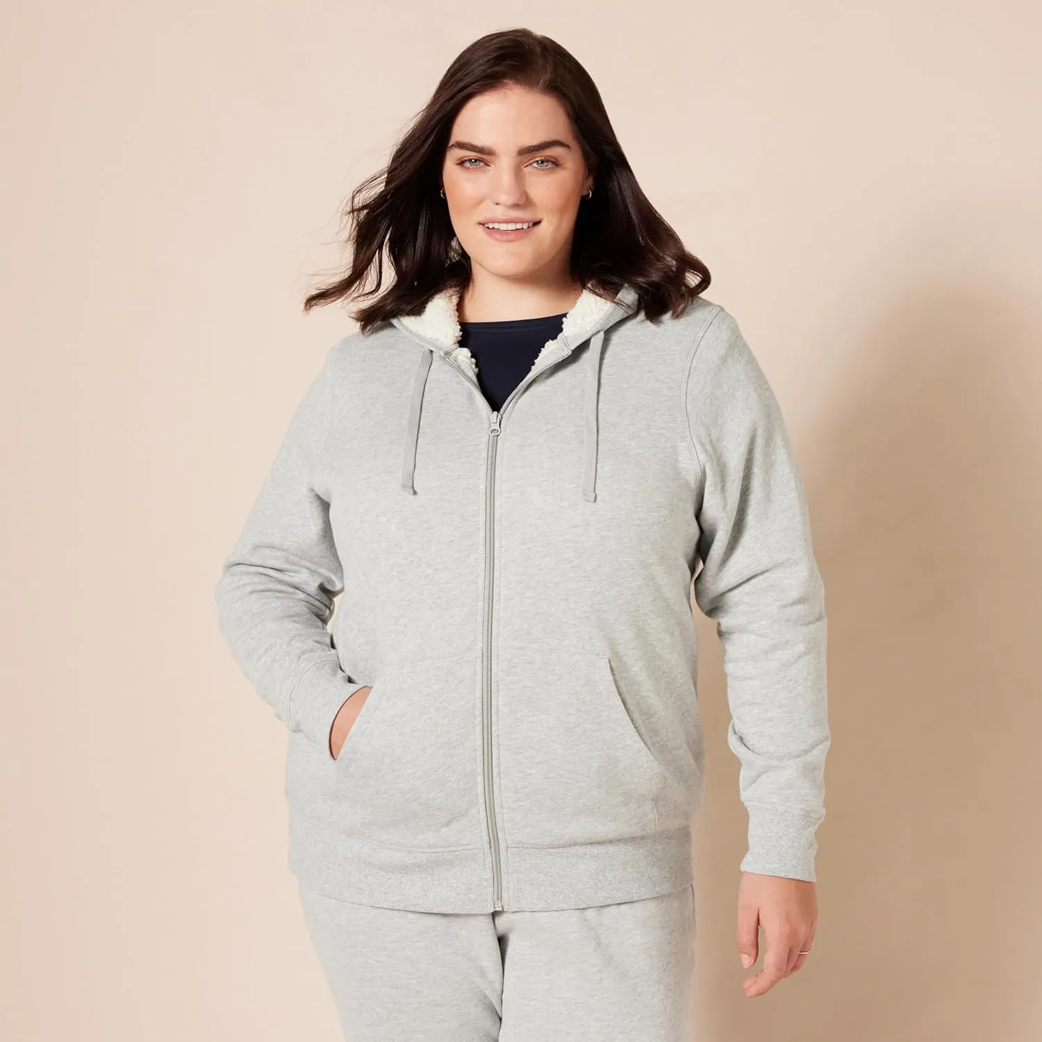 Amazon Essentials Women's Sherpa-Lined Fleece Full-Zip Hooded Jacket (Available in Plus Size)