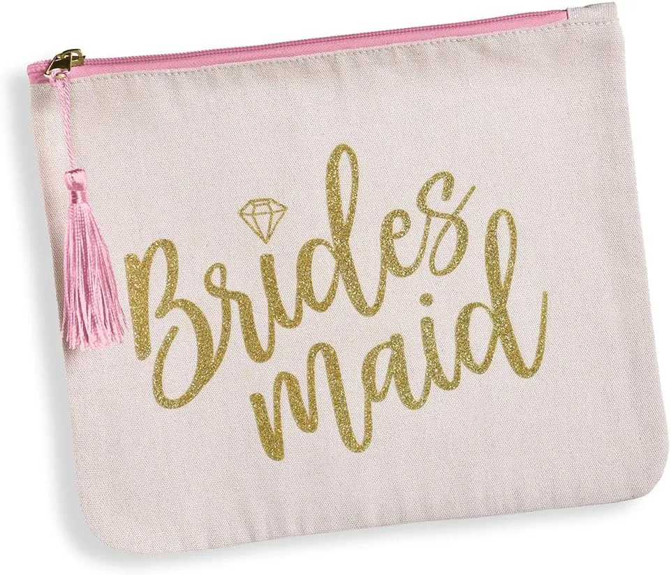 Amscan Bridesmaid Pink Cosmetic Bag - 1 Pc. | Stylish & Unique Makeup Organizer, Perfect Bridal Party Gift & Keepsake