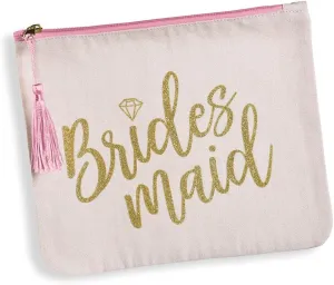 Amscan Bridesmaid Pink Cosmetic Bag - 1 Pc. | Stylish & Unique Makeup Organizer, Perfect Bridal Party Gift & Keepsake