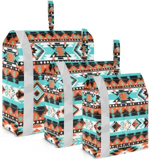 Aztec Navajo Packing Cubes Set of 3, Lightweight Travel Luggage Organizers Foldable Bags for Easy Packing and Organization