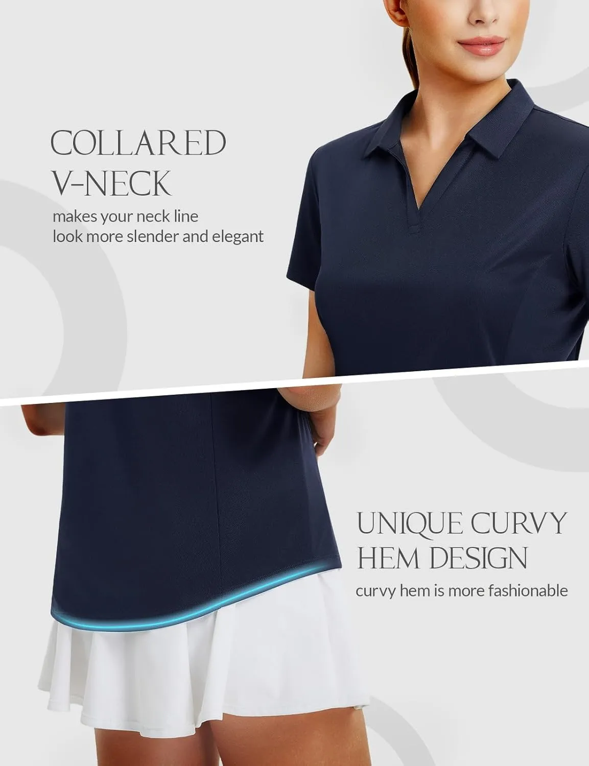 baleaf Women's Golf Shirts Polo Collared V Neck Shorts Sleeve Tennis Shirt Lightweight Quick Dry UPF50 