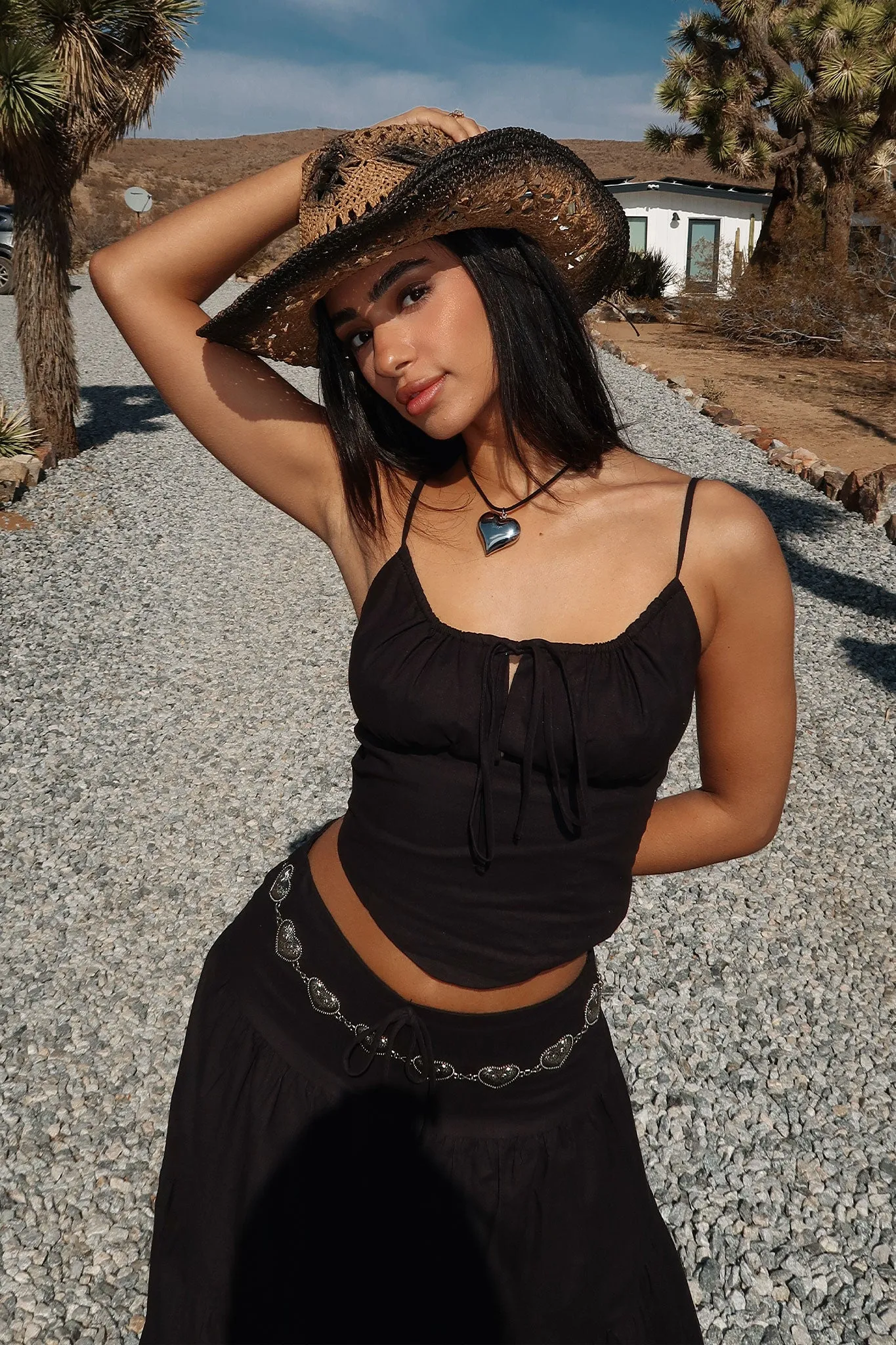Barbados Linen Top - Black