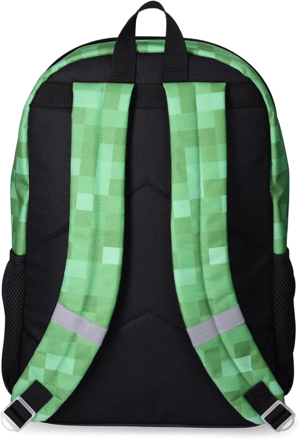 Bioworld Minecraft 17" Laptop Backpack 3 Piece Lunchbox Bag Keychain Set (Green/Gray/Black, 17 Inches)