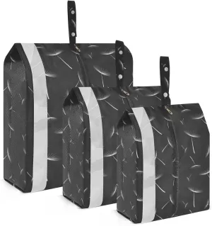 Black Dandelion Packing Cubes Set of 3, Lightweight Travel Luggage Organizers Foldable Bags for Easy Packing and Organization