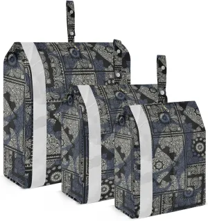 Black Paisley Packing Cubes Set of 3, Lightweight Travel Luggage Organizers Foldable Bags for Easy Packing and Organization