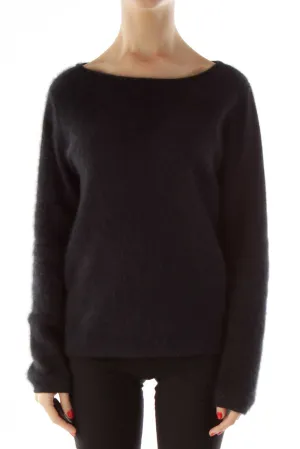 Black Rabbit Hair Knit Sweater