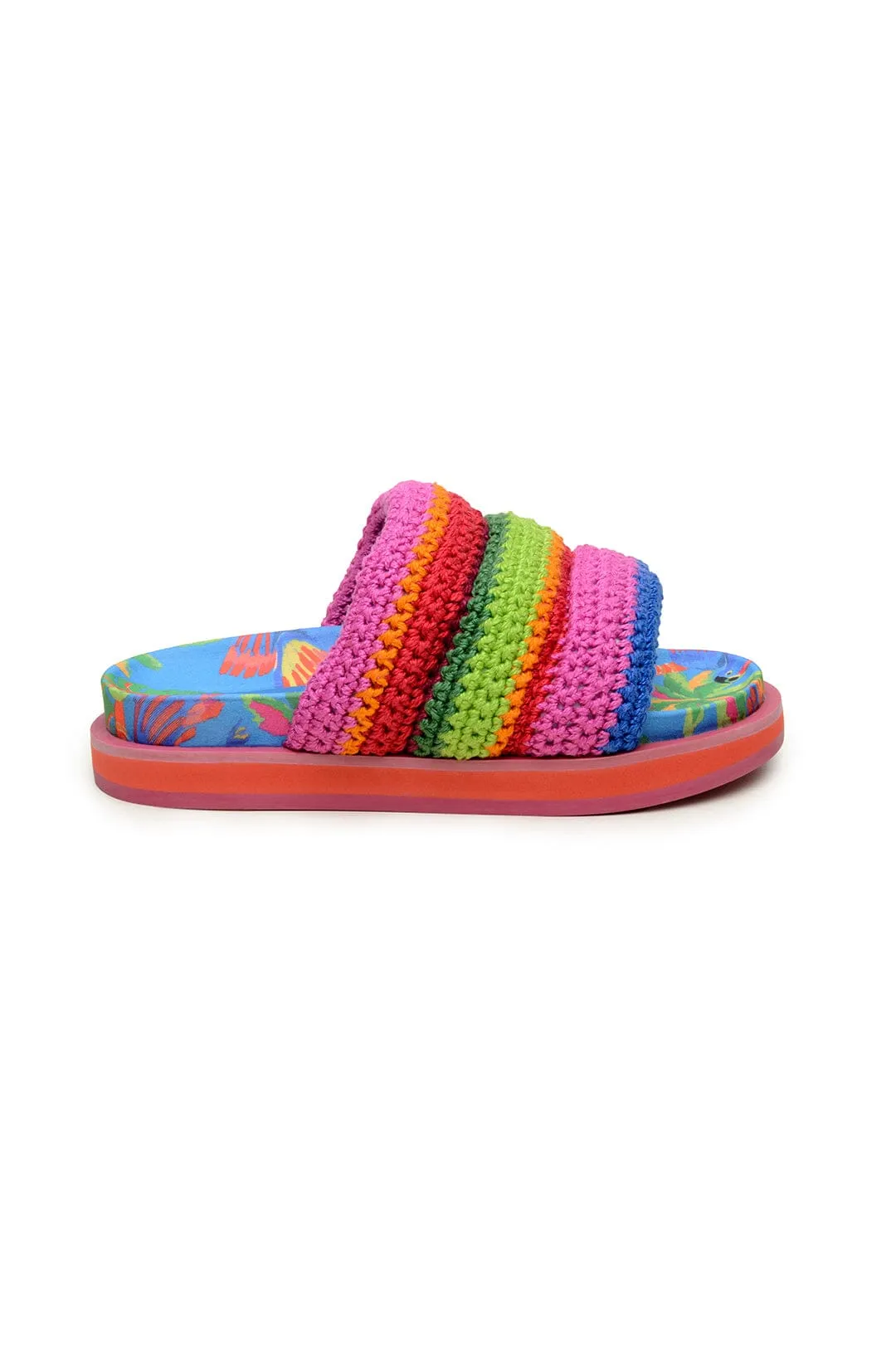 Blue Macaw Crochet Anatomic Slide Sandal