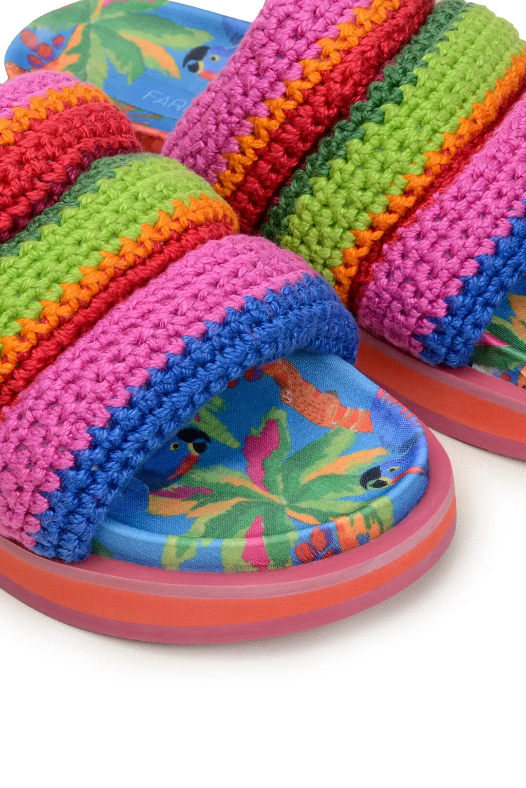 Blue Macaw Crochet Anatomic Slide Sandal