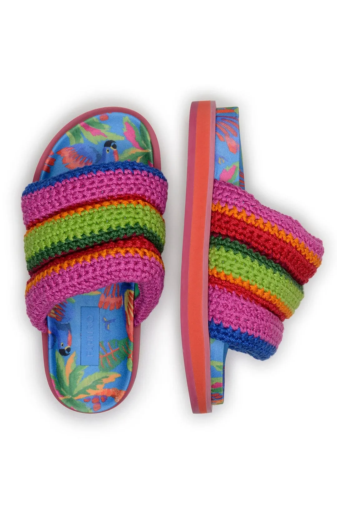 Blue Macaw Crochet Anatomic Slide Sandal
