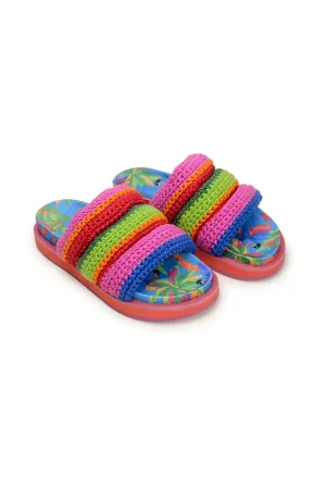 Blue Macaw Crochet Anatomic Slide Sandal