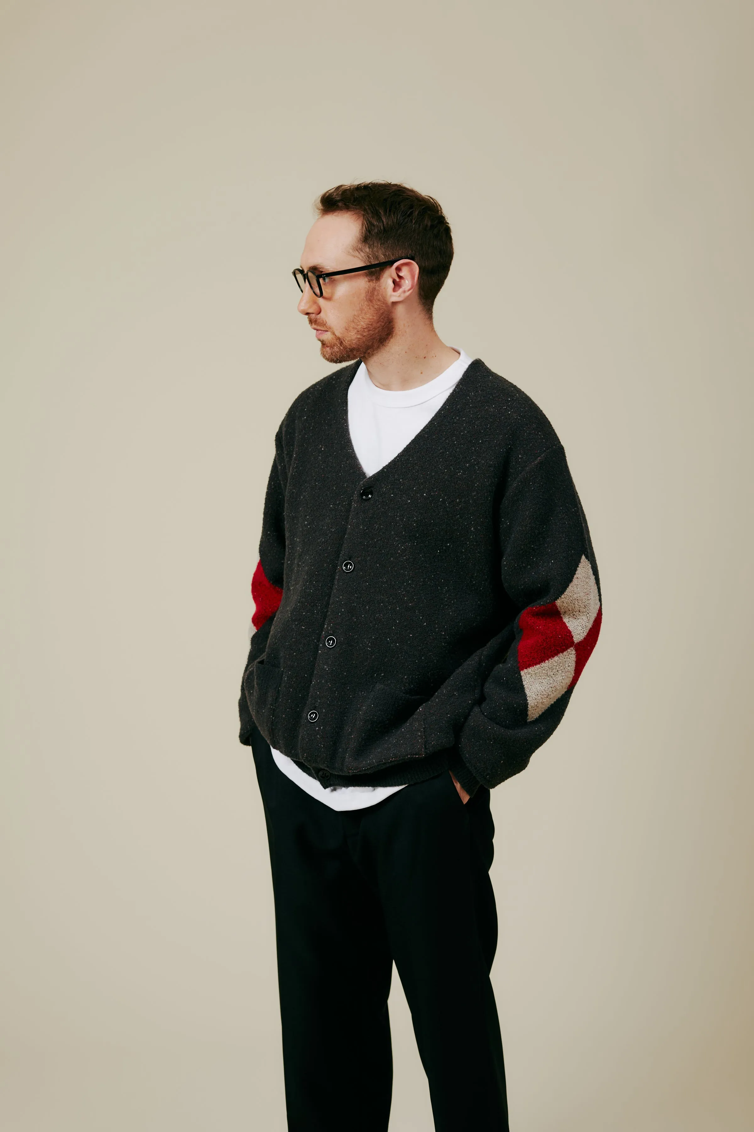 Boucle Knit Cardigan（Argyle）