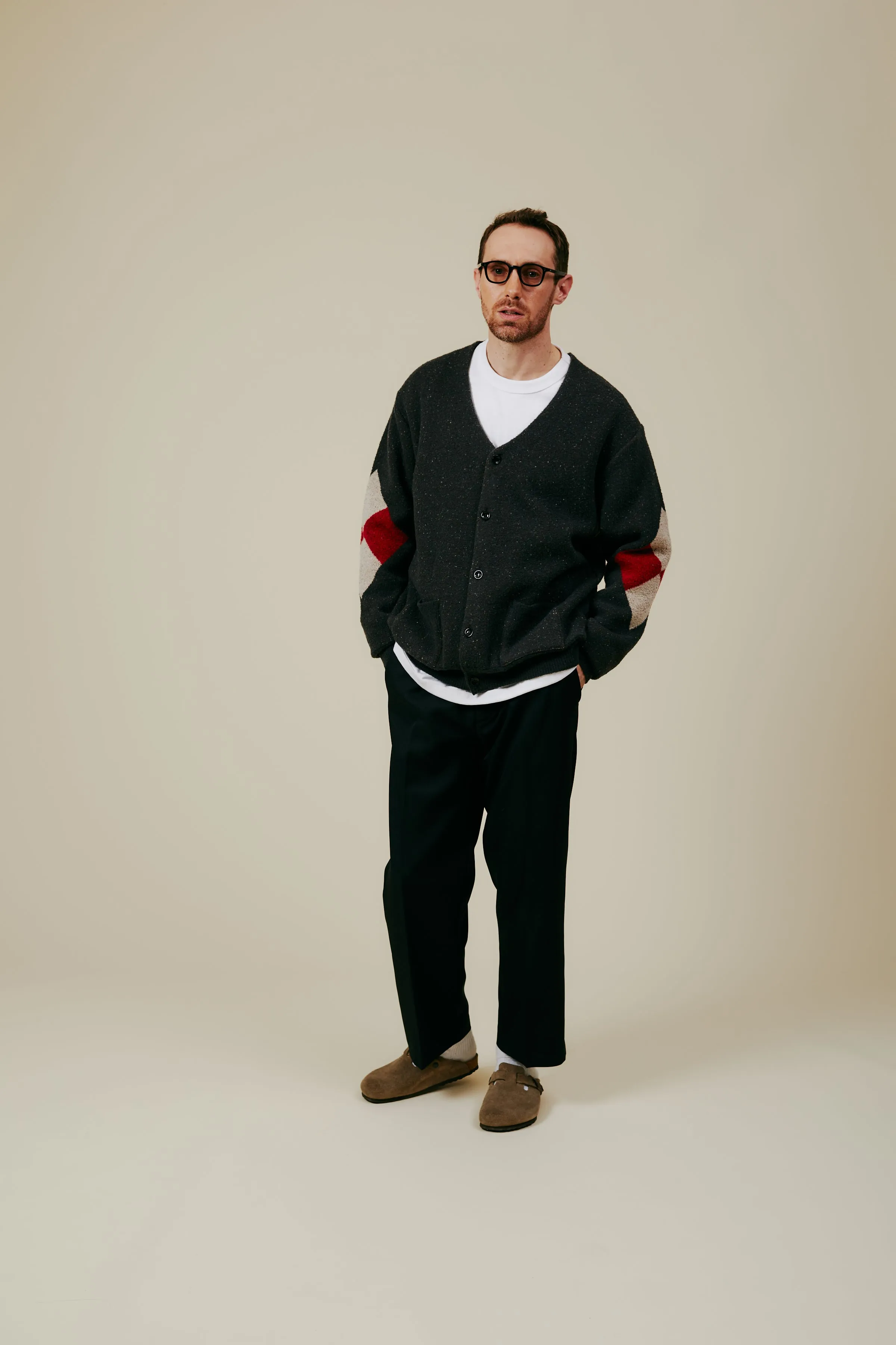 Boucle Knit Cardigan（Argyle）