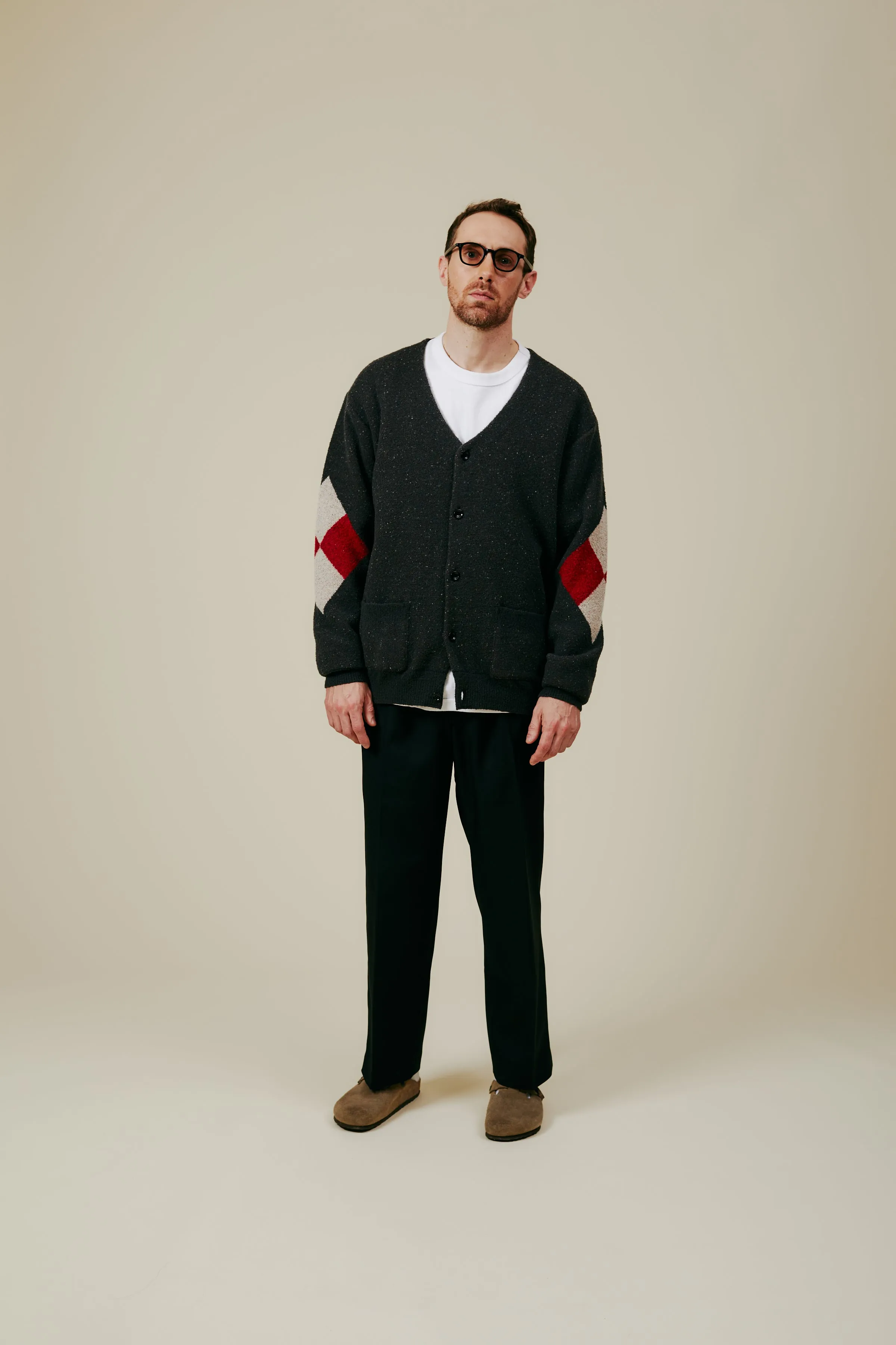 Boucle Knit Cardigan（Argyle）