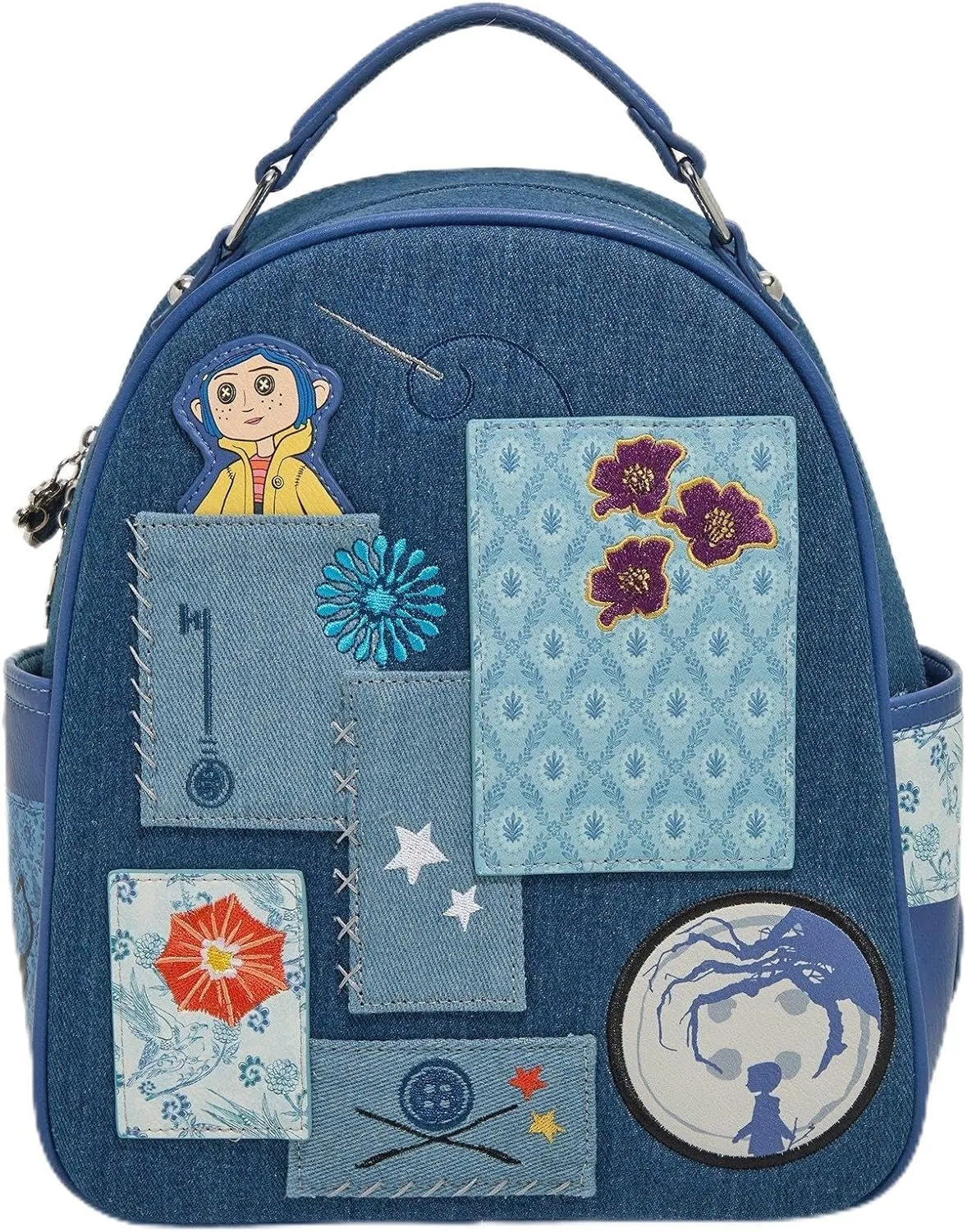 BoxLunch Coraline Patchwork Denim Mini Backpack Exclusive