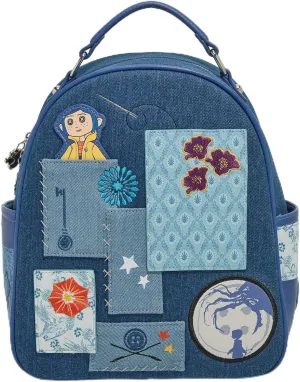 BoxLunch Coraline Patchwork Denim Mini Backpack Exclusive