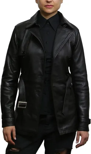 BRANDSLOCK Womens Genuine Leather Biker Jacket Coat