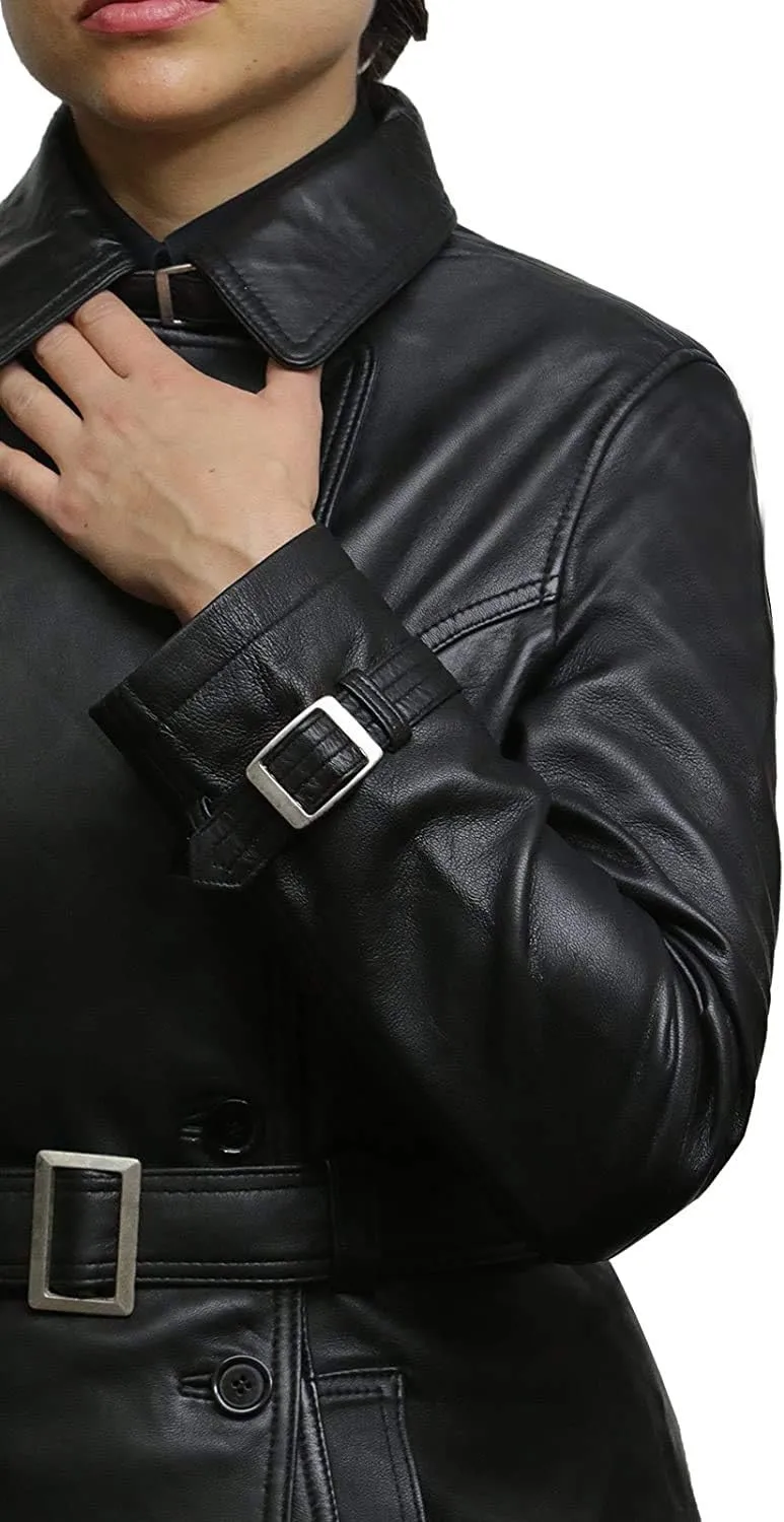 BRANDSLOCK Womens Genuine Leather Biker Jacket Coat