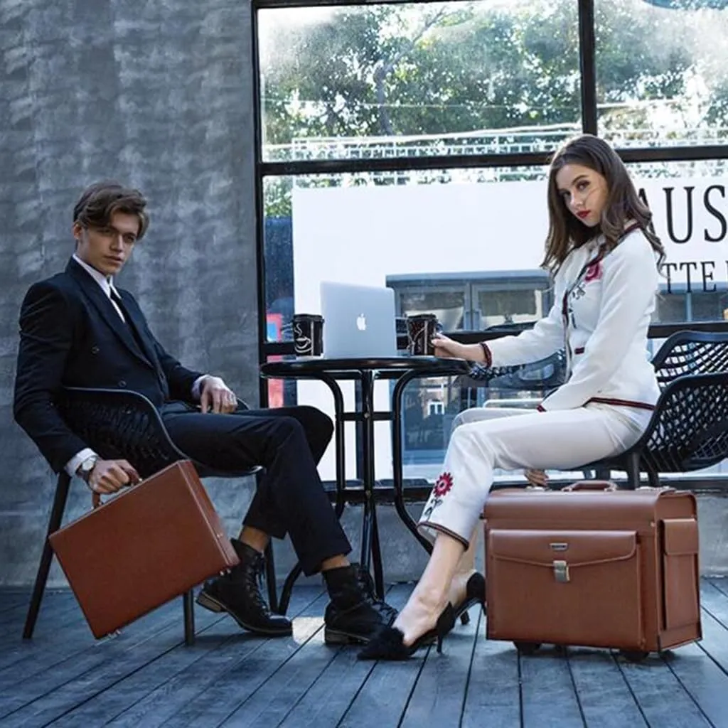 Briefcase Men's and Women's High-end Business Suitcase Password Box Withdrawal Box Computer Case Document Suitcase