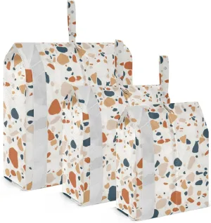 Brown Terrazzo Packing Cubes Set of 3, Lightweight Travel Luggage Organizers Foldable Bags for Easy Packing and Organization