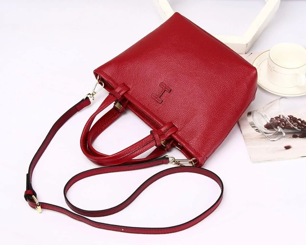 Bucket Bag Genuine Leather Women's Unique Shoulder Bags Fashion Handbags Multipurpose Design (Grey)