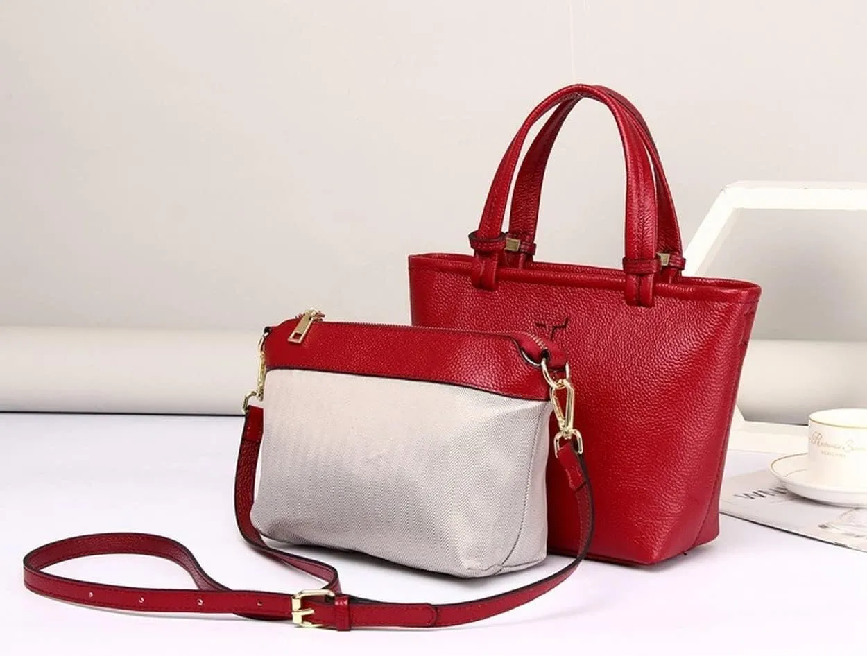 Bucket Bag Genuine Leather Women's Unique Shoulder Bags Fashion Handbags Multipurpose Design (Grey)