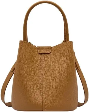 Bucket Bags for Women 2025, Trumpet Women's Handbag,Lock Design, Leather lychee pattern,Removable Shoulder Strap