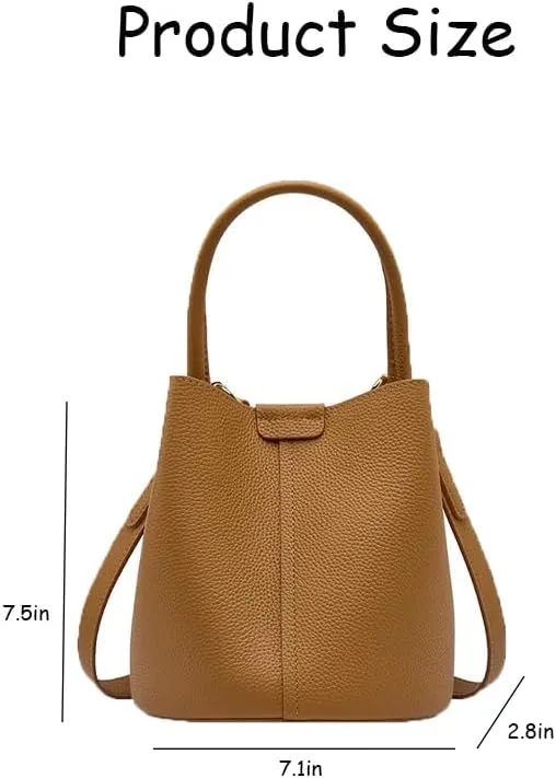 Bucket Bags for Women 2025, Trumpet Women's Handbag,Lock Design, Leather lychee pattern,Removable Shoulder Strap