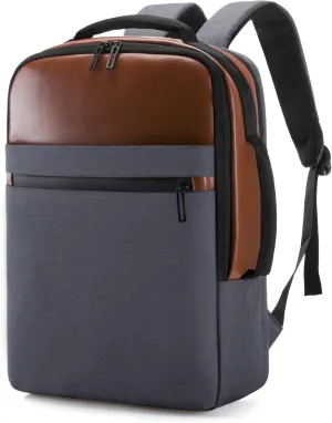 Business travel laptop backpack USB charging port,PU laptop backpack Separate laptop pocket water resistant Men,carry on backpack,college backpack (01#Grey)
