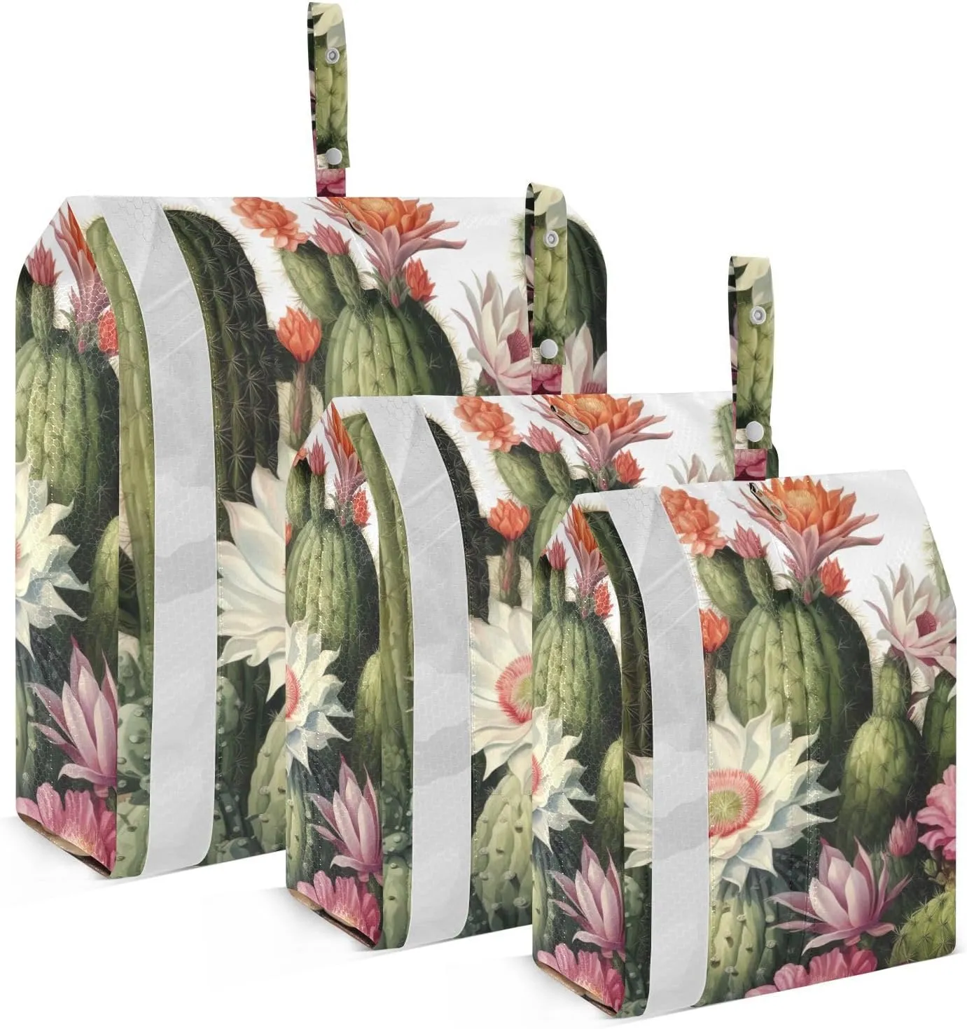 Cactus Plant Flowers Packing Cubes Set of 3, Lightweight Travel Luggage Organizers Foldable Bags for Easy Packing and Organization